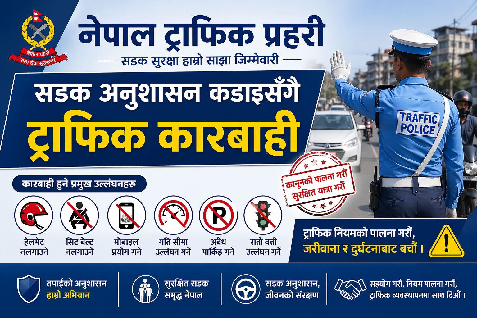 काठमाडौंमा ट्राफिक कडाइ : २४ घण्टामै २५ लाखभन्दा बढी राजस्व संकलन