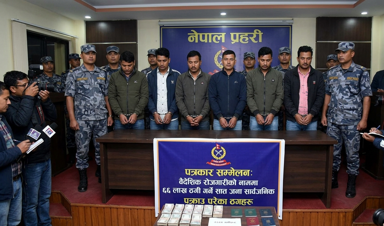 वैदेशिक रोजगारीको सपना बेचेर ६६ लाख ठगी गर्ने सात जना पक्राउ